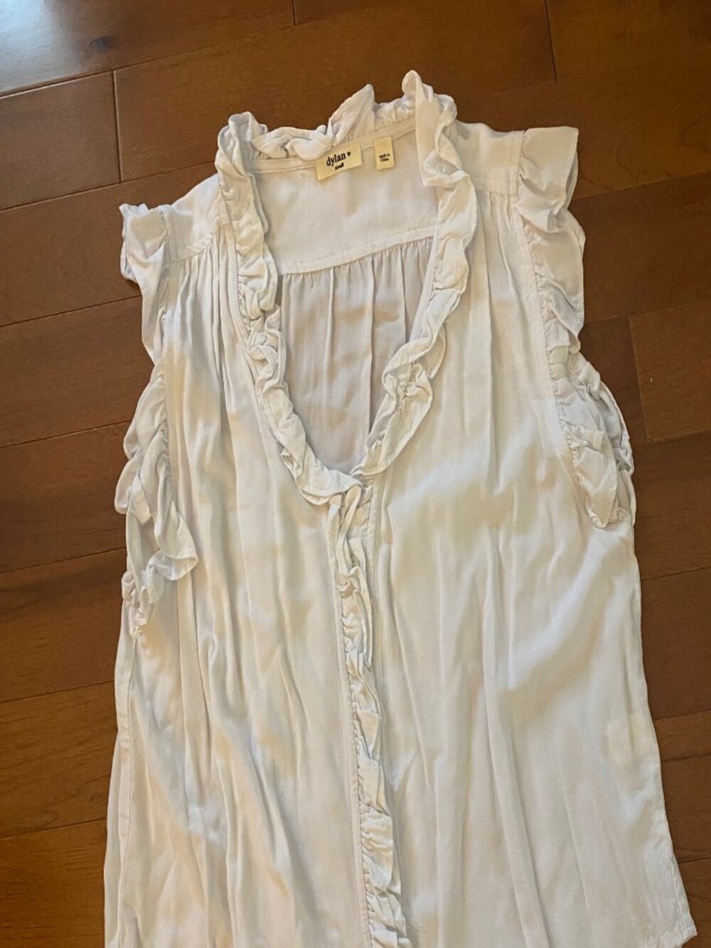 Dylan (Sundance Catalog) white ruffled sleeveless blouse